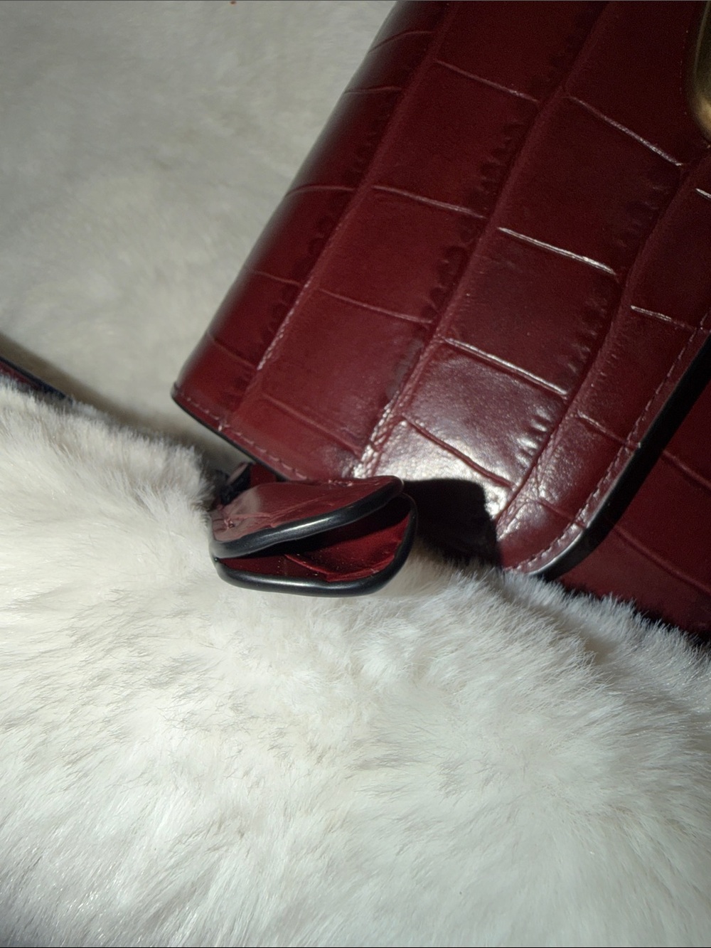 Coach Croc-Embossed Leather Crossbody in Burgundy with Gold Hardware - Picture 6 of 8